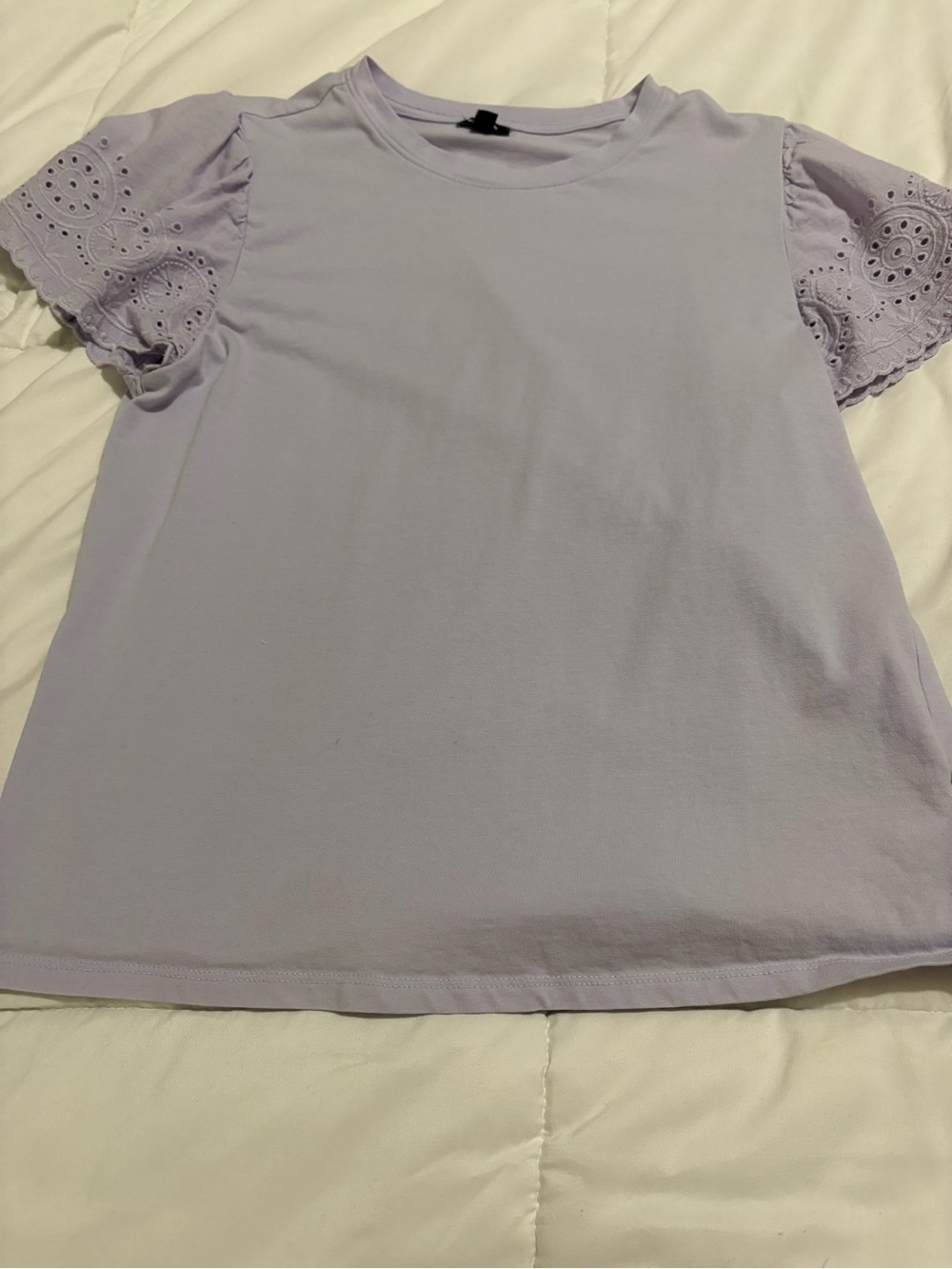 Express Lavender Eyelet Puff Sleeve Tee